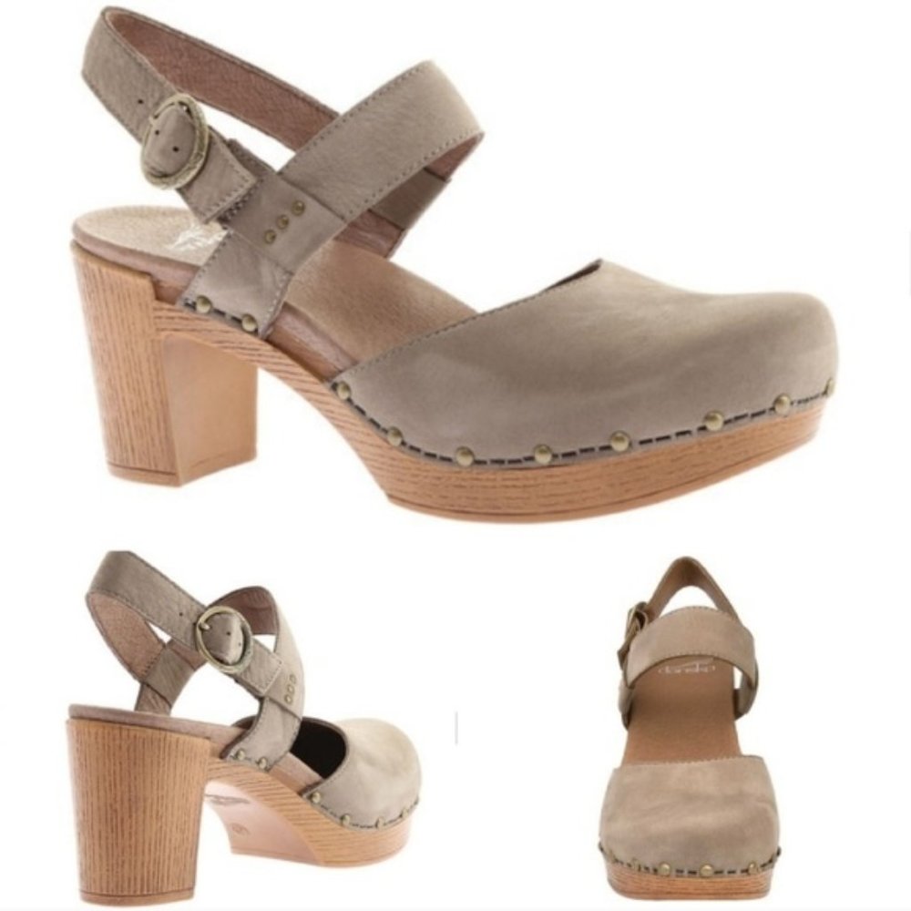 Dansko Dotty Nubuck Studded Heel Sandal Size 38